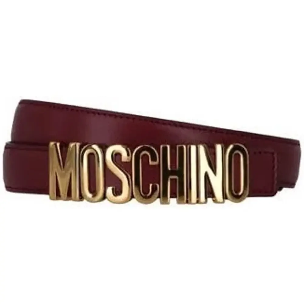 MOSCHINO Logo Calfskin Magenta Violet Belt